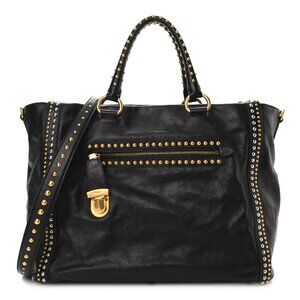 Prada Black and Gold Studded Bag